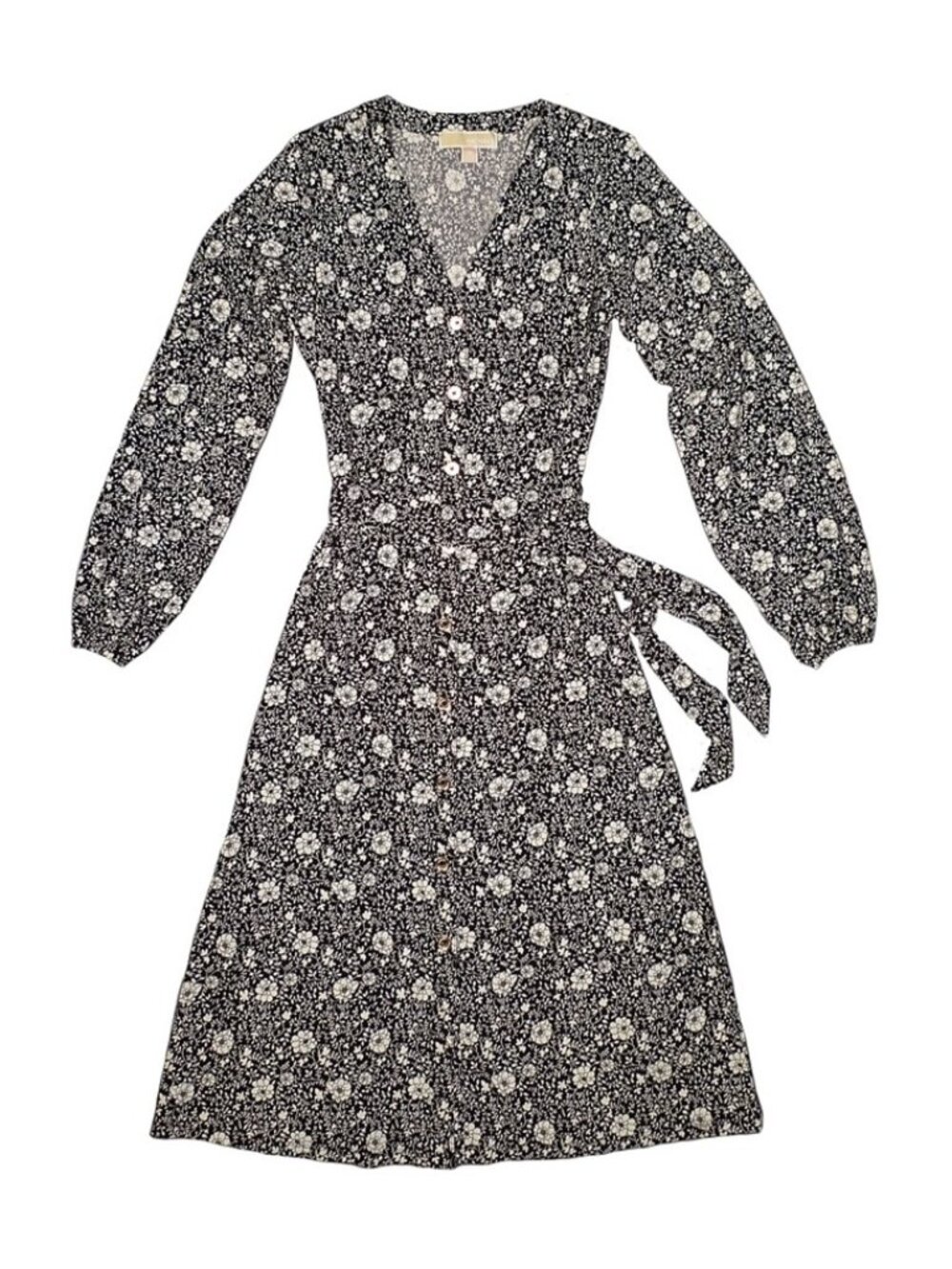 NWT Michael Kors Button Down Floral Print Midi Dress / Medium